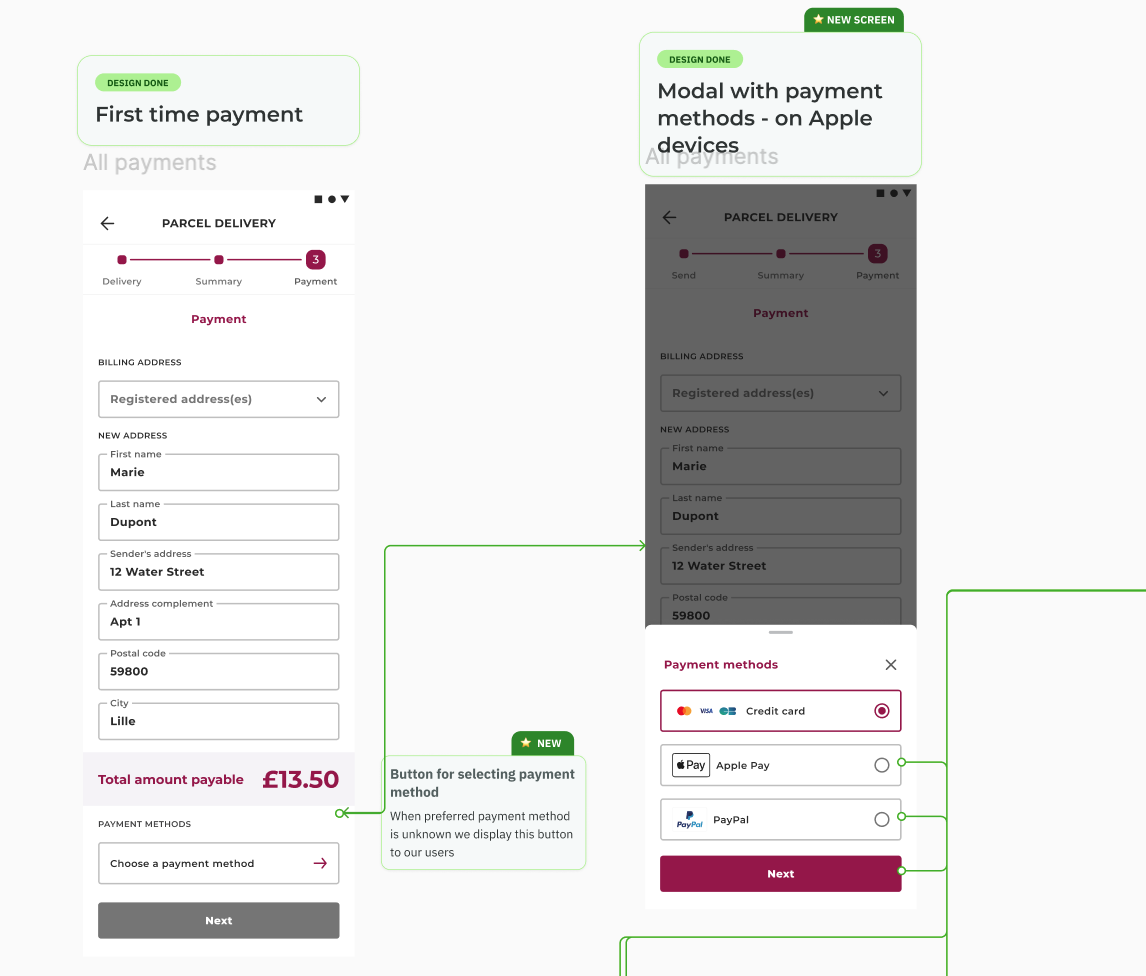 Payment screen